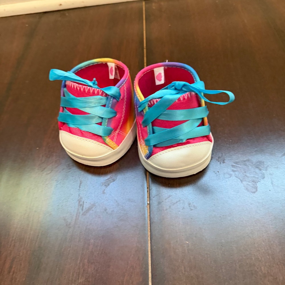 Build-A-Bear Workshop Rainbow Tie Dye High Top Sneakers‎ Blue Ribbon Laces Shoes